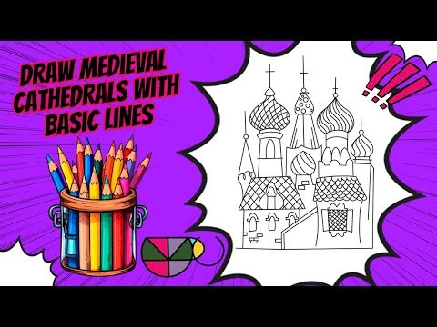 Draw medieval cathedrals with basic lines | Easy church drawing