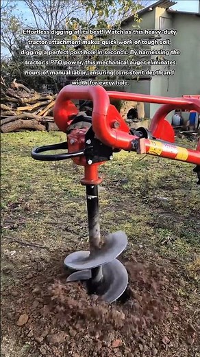 Insane Digging Power! 🚜🕳️ High-Torque Tractor Post Hole Auger #tractor #tools #garden #farming #how