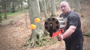This Homemade Ping-Pong Ball Gatling Launcher Will Put Your Backhand Spin to Shame
