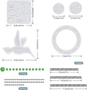 Hummingbird Wind Chimes Resin Molds Silicone Kit, 62pcs Epoxy Molds Hummingbird Wind Chimes Resin Epoxy Kit for DIY Crafts Wind Bells Home Outdoor Decorations Transparent