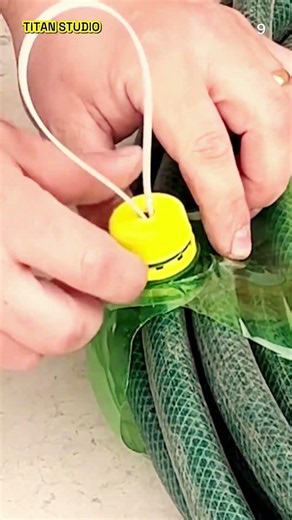 An incredible idea to tidy up a hose reel using a simple tool made from a used bottle #shorts