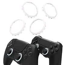 Redesigned Octagonal Gated Sticks Accent Rings for eXtremeRate Luna Shell for PS5 Controller, Replacement Accessory for eXtremeRate Ghost Shell for PS4 Controller - Not for Standard Faceplate - White