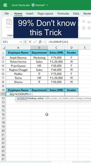 Don't Use Vlookup in Excel‼️Instead Use Amazing Function #exceltips #exceltricks #shorts #excel