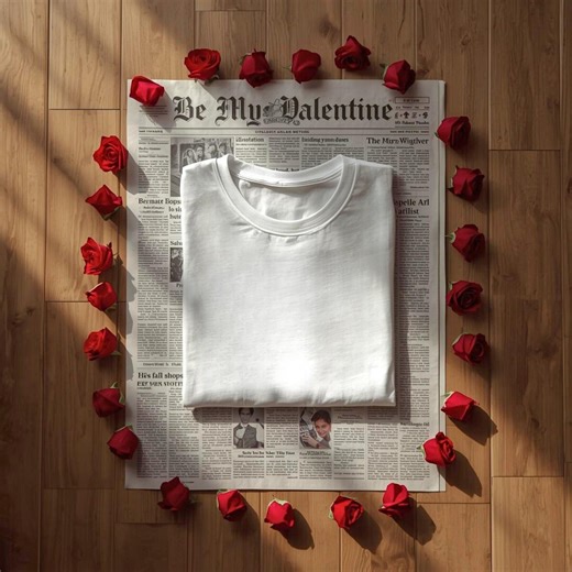 Valentine T-shirt Mockup | White Tee, Newspaper Flat Lay (digital Download) - Etsy Canada