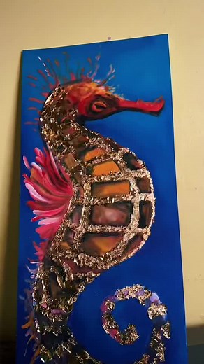 Creating a Textured Seahorse Painting with Glitter