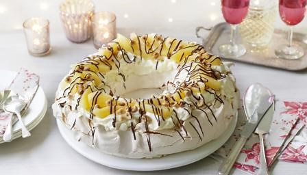 Pear, hazelnut and chocolate pavlova recipe