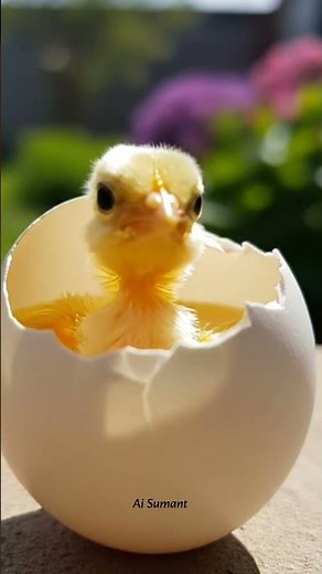 Baby Chick Hatching from the Egg .