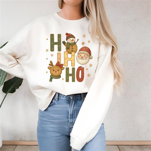 Santa Reindeer Christmas Sweatshirt | Holiday Winter Graphic Shirt | Festive Xmas Sweatshirt Top - Etsy