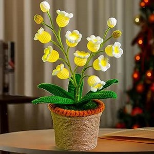 Lily of The Valley Lamp - Handmade Crochet Flower Bedside Table Lamps with 14 Night Light Cute Gifts for Women Birthday Christmas Valentine Mother's Day Desk Home Office Bedroom Decor