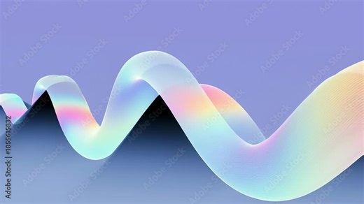 A purple background with a rainbow wave. The wave is made up of many colors. Gentle wave graphics representing ai mood analysis, minimal and modern, ai driven mental health tools