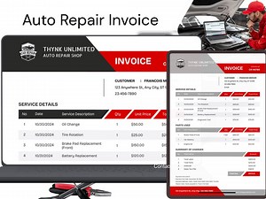Auto Repair Invoice Template Canva Editable | Mechanic Service Receipt | Automotive Billing Form - Etsy Australia