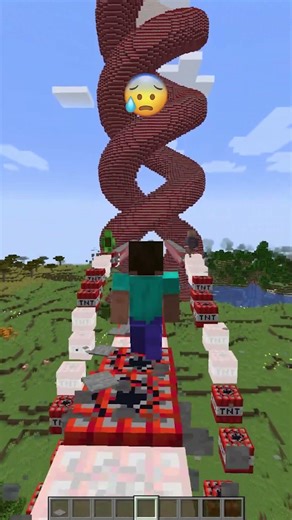 Running Up TNT Bridge vs Hugest Wait Time Emoji Reaction #minecraft #shorts #meme