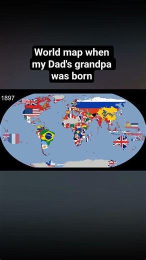 World map when my Dad's grandma was born #mapping