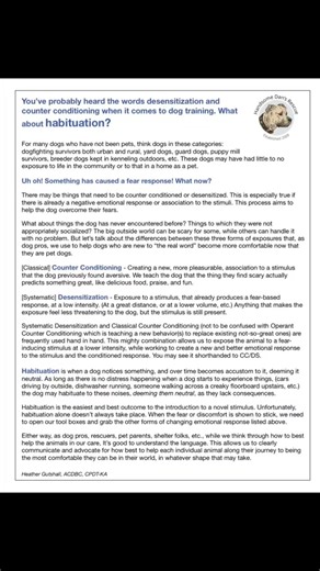 2.3K views · 29 reactions | You’ve probably heard the words desensitization and counter conditioning when it comes to dog training. What about habituation? | Handsome Dan's Rescue for Pit Bull Type Dogs | Facebook