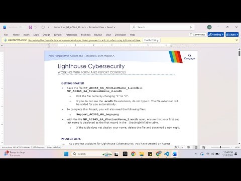 New Perspectives Access 365 | Module 6: SAM Project A Lighthouse Cybersecurity