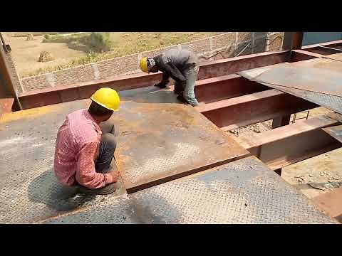 Ms Chequered plates fixing and welding of tie beam joint