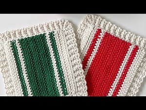 Crochet Holiday Striped Hot Pads