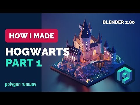 Hogwarts Castle Part 1 in Blender 2.8 - Low Poly 3D Modeling Timelapse Tutorial