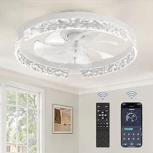ZMISHIBO Ceiling Fans with Lights and Remote, 18 Inch Flush Mount Fan Light, 6 Speeds, 3CCT, Dimmable, Low Profile Ceiling Fan, Modern Ceiling Fan with Light for Bedroom and Living Room, White