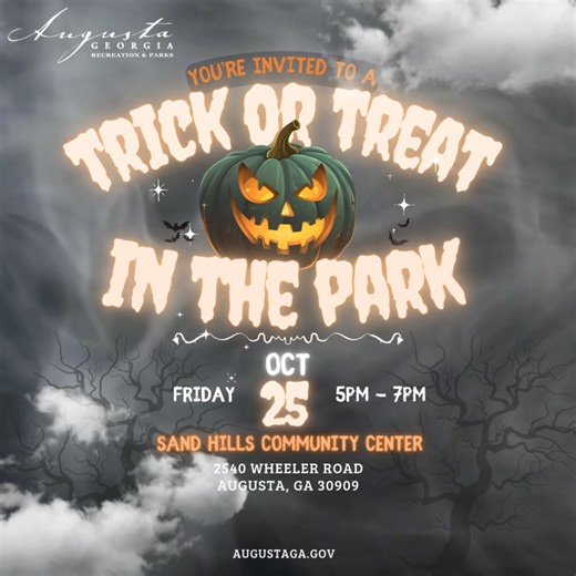 🎃👻 Spooky Fun for Everyone! 👻🎃 Join Augusta Recreation and Parks for a frightfully fun Halloween event packed for the whole family! Best of all—it’s FREE! 🕸️🎃 📅 Date: TODAY, October 25th from 5pm to 7pm 📍 Location: Sand Hills Community Center #HalloweenFun #CommunityEvent #FreeHalloween | Augusta, Georgia Government