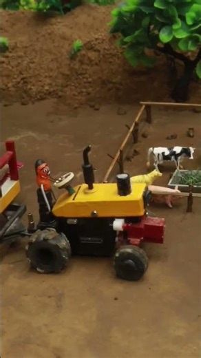 DIY Tractor Small Cow & Goat Shed Build After Rain 🌧️🐄🐐 #shorts