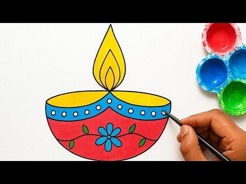 Beautiful Diya Drawing for Diwali | Easy Step-by-Step Oil Lamp Art | Diwali Decoration Idea✨🔥🎇🪔🪔🪔