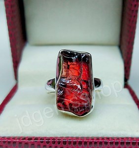 Raw Garnet Ring: Natural Red Stone, 925 Sterling Silver - Etsy