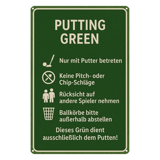 Astradesign Golf Tin Sign "putting Green Rules" Golf Course Sign Vintage Golf Decor Putter Sign 20 X 30 Cm - Etsy