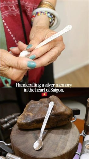 Making our first-ever handmade Silver Spoon in Saigon 🥄🔨 #silversmithing #shorts