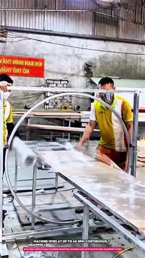 Rotating Stretch Wrap Machine Wrapping Wooden Logs With 1200mm Ring Diameter System