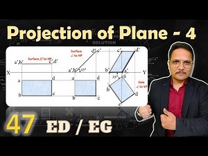 4 - Projection of Plane (Basics, Drawing Process & Solved Example) Explained in Engineering Drawing