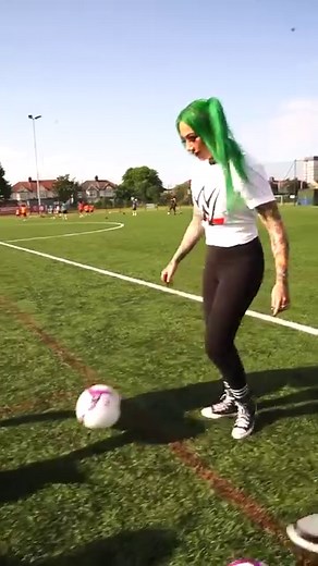 #Omos and #Shotzi were showing off their skills yesterday at #FrenfordClubs 😂⚽️ | WWE