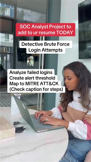Steps: \t1\tUse Windows event ID 4625 (failed login). \t2\tIn Splunk, search for repeated failed logins from same IP. \t3\tCreate a threshold (e.g., 5 failures in 5 minutes). \t4\tGenerate an alert. \t5\tMap it to MITRE ATT&CK technique T1110 (Brute Force). This shows: \t•\tLog analysis \t•\tThreshold-based alerting \t•\tMITRE framework familiarity Resume bullet: Developed detection rule for brute force authentication attempts and mapped findings to MITRE ATT&CK. #cybersecurity #socanalyst #entr