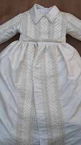 Christening & Baptism Outfit Burbvus B023 | Handmade Baptism Gown 100% Silk | White or Beige Color | Matching Shoes, Socks, Beret Included - Etsy