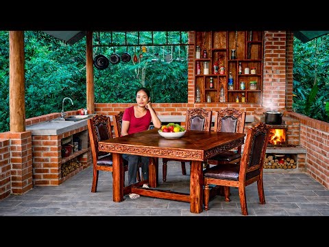 Strong Hands, Great Skill: Young Woman Completes Dining Table and Spice Shelf