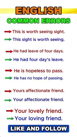 1000 Common English Mistakes 16 | English Common Errors #english #shorts #viral