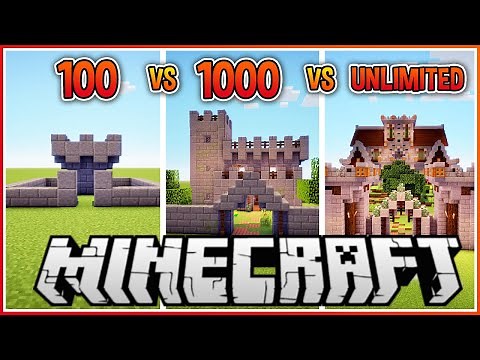 100 vs 1000 vs Unlimited Block Minecraft Castle!