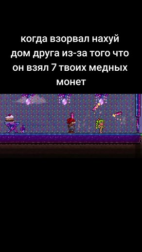 еба я ленив, сначала сделал дом для праздника, а теперь взрываю. Зато для видео#террария #terraria #terrariamemes