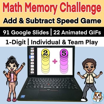1-Digit Addition & Subtraction Animated Game | Google Slides Math Challenge
