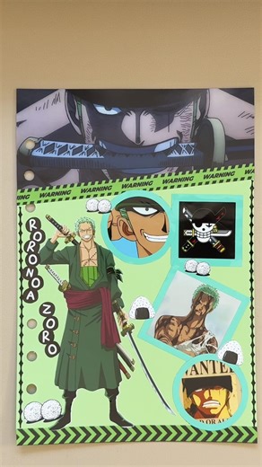 ASMR 💚 One Piece “Zoro” Journal Collage #journal #onepiece #zoro #asmr #scrapbooking #collage
