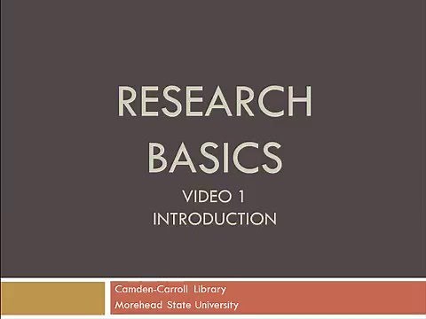 Research Basics- Video 1- Introduction to the Academic Research Process