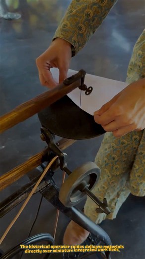 Vintage 1880s Foot-Powered Treadle Fretsaw Machine Cutting Intricate Wooden Patterns #tools