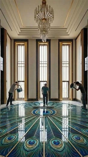 Epic Peacock Floor Transformation 🦚 | Satisfying Luxury Interior Timelapse #Shorts