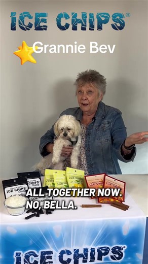 Grannie Bev explains to Bella that Ice Chips are for kids and adults and NOT good for #dogs! #xylitol #icechips #fyp #candy