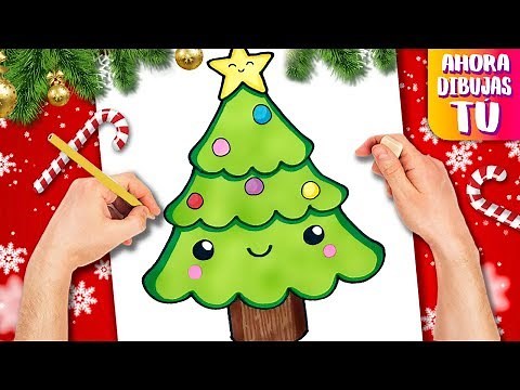 How to Draw a CHRISTMAS TREE - KAWAII Drawings - XMAS Drawings