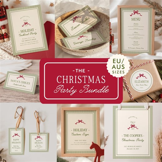 Christmas Party Bundle, Holiday Invitation Bundle, Editable Christmas Printables, Holiday Party Templates, CH06 - Etsy