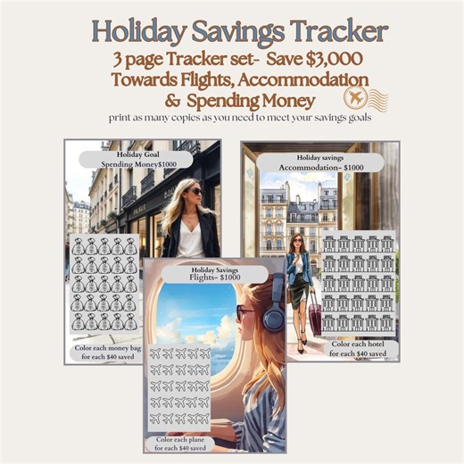 Holiday Savings Tracker | Printable Savings Challenge | Vacation Budget Planner | Flight Hotel Spending Tracker | Savings Goal Printable - Etsy
