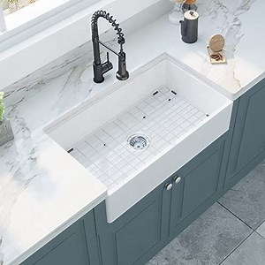 [Hot Item] View Larger Imageshare33 Inch White Fireclay Apron Front Farmhouse Kitchen Sinks Apron Front Single Bowl Farm Kitchen Sinks