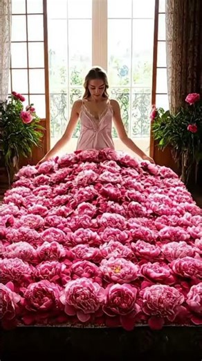 🌸🌸🛌😴ASMR Peony Bed—Blush Petals + Calming Sounds (Must-Try Relax!)