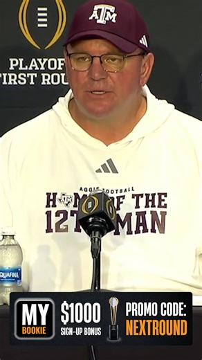 The Next Round on Instagram: ""We weren't able to get it done. We came up 5 yards short and that's something we'll have to live throughout the offseason." - Mike Elko after Texas A&M's loss to Miami #GigEm #CFBPlayoff #collegefootball"